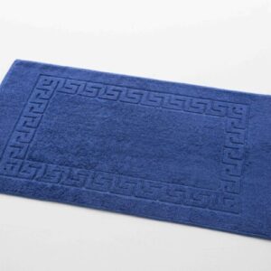 Alfombrin de baño modelo greca eco, tamaño 50x70 color blanco y azulina