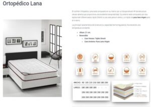 COLCHÓN ORTOPÉDICO LANA INTERIOR ELIOCEL HR