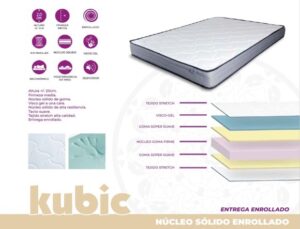 Colchón serie Kubic. Reversible. Firmeza media. Altura de 20 cms.